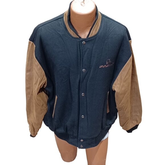 Boeing Concord Coordinates Mens Black Wool & Leather Bomber Jacket XL Canada - Picture 1 of 10